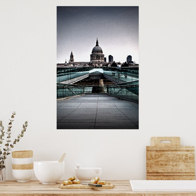 London - Millennium Bridge & St Pauls (6334) Poster (Küche)