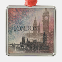 London mit Parlaments-rotem und blauem Vintagem