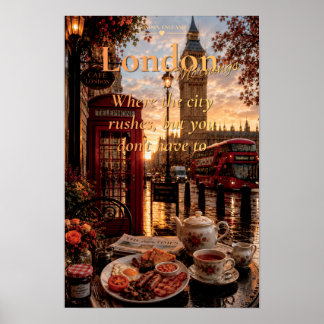 London Morgen Big Ben Rote Telefonzelle Kunst Poster