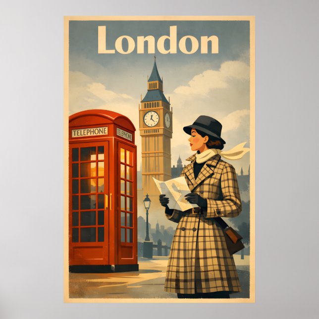 London Mornings – Vintage Retro Travel Poster (Vorne)