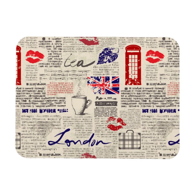 London Newspaper Pattern Magnet (Horizontal)