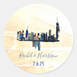 London Painted Landscape Ink Art Wedding Runder Aufkleber