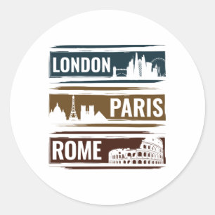 London Paris Runder Aufkleber