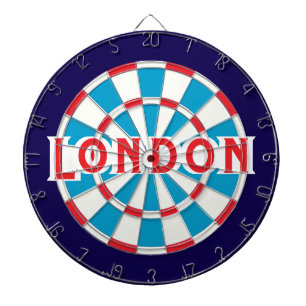 LONDON Patriotisches Blau Rot Weiß + Dunkelblauer Dartscheibe