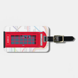 London Phone Booth with Tube Map Background Gepäckanhänger