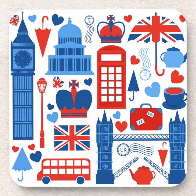 London Pop Ikonen Hartplastik-Getränkeuntersetzer Getränkeuntersetzer (Vorderseite)