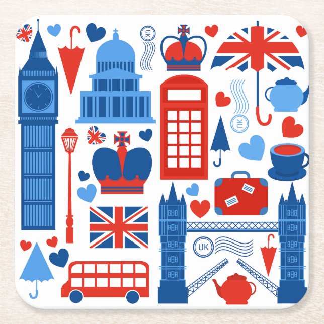 London Pop-Ikonen Untersetzer aus Papier (Vorderseite)