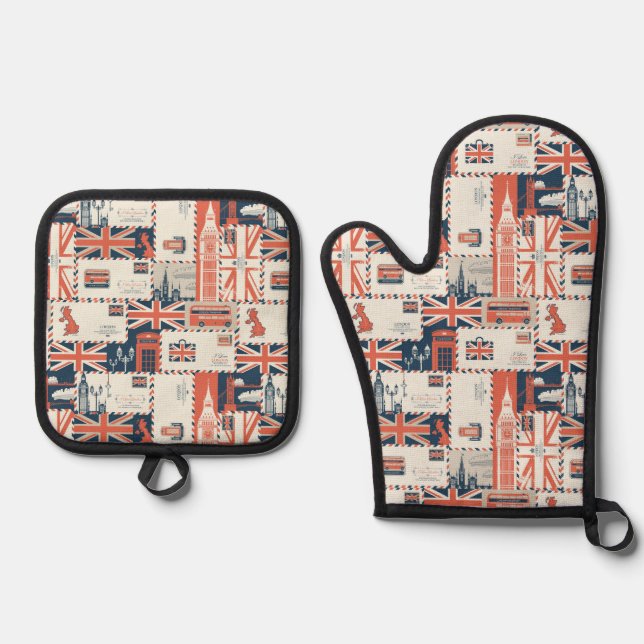 London Post Oven Mitt Set (Vorderseite)