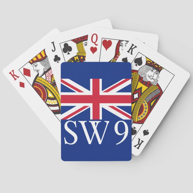 London Postcode SW9 mit Union Jack Spielkarten (Rückseite)