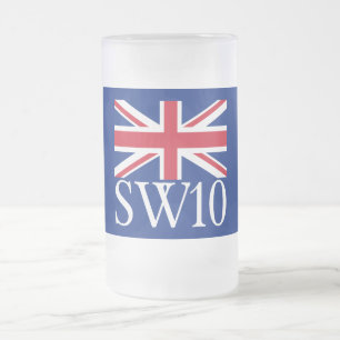 London-Postleitzahl SW10 mit Gewerkschafts-Jack Mattglas Bierglas