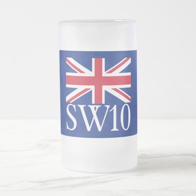 London-Postleitzahl SW10 mit Gewerkschafts-Jack Mattglas Bierglas (Mittel)