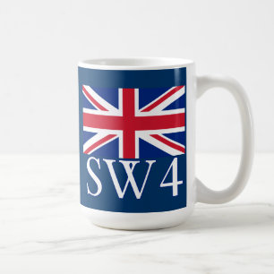 London-Postleitzahl SW4 mit Gewerkschafts-Jack Kaffeetasse