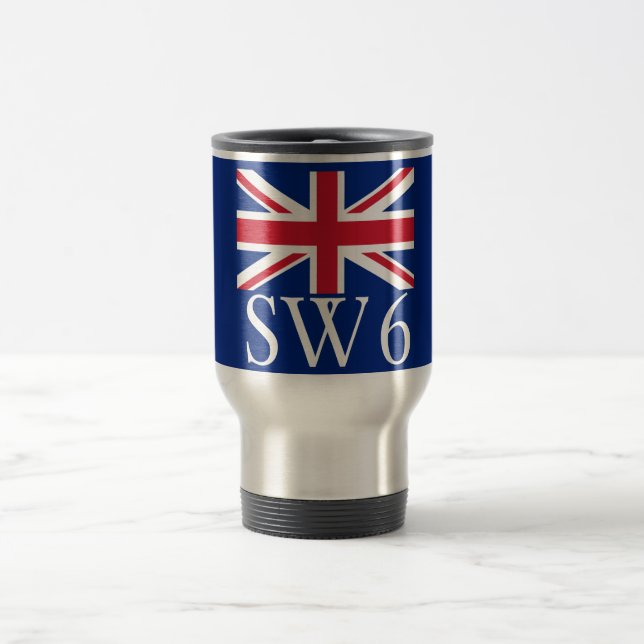London-Postleitzahl SW6 mit Gewerkschafts-Jack Reisebecher (Mittel)