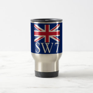 London-Postleitzahl SW7 mit Gewerkschafts-Jack Reisebecher