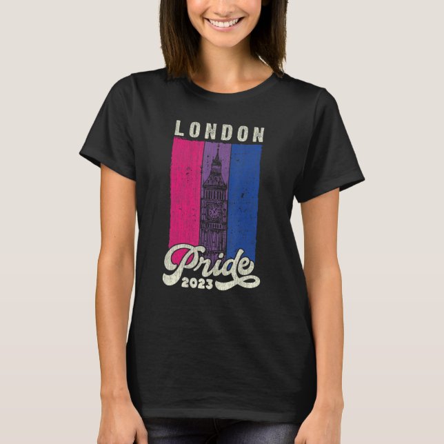 London Pride 2023 Big Ben Bisexual Pride Flag T-Shirt (Vorderseite)