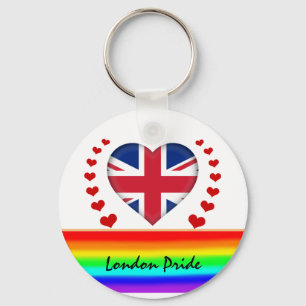 London Pride & Hearts & Rainbow Flag / Liebe Schlüsselanhänger