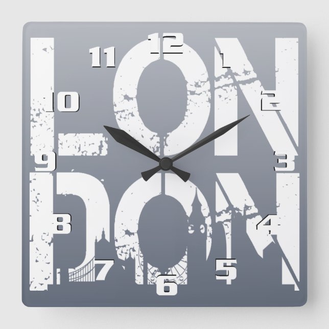 London Quadratische Wanduhr (Vorderseite)