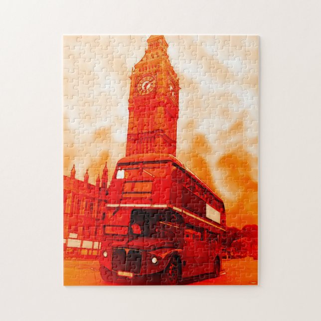 London Red Bus & Big Ben Art Travel (Vertikal)