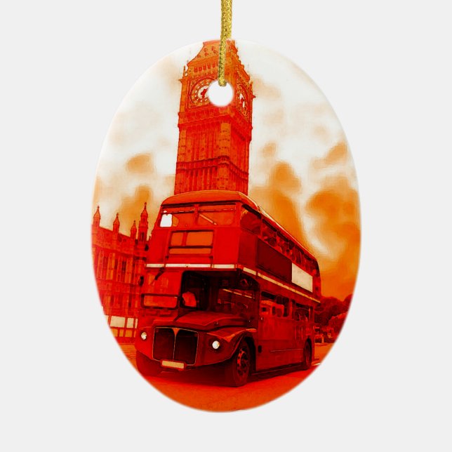 London Red Bus & Big Ben Keramikornament (Vorne)