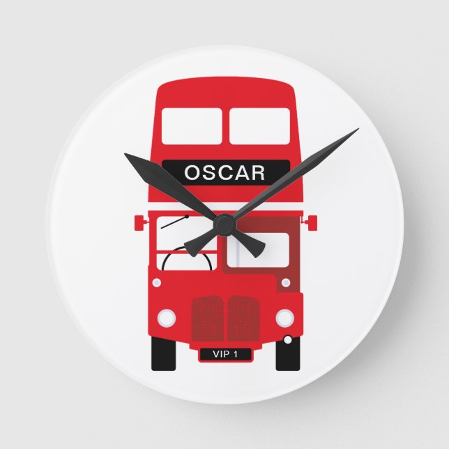 London Red Bus Personalised Clock Runde Wanduhr (Vorderseite)