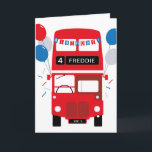 London Red Bus Personalisiert Age Geburtstagskarte Karte<br><div class="desc">Diese Rot-Bus-Geburtstagskarte in London kann mit einem Alter,  einem Namen und einer internen Nachricht personalisiert werden.</div>