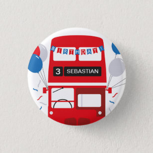 London Red Bus Personalisiert Geburtstag Abzeichen Button