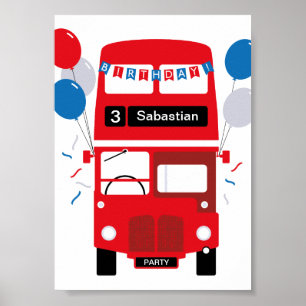 London Red Bus Personalisiert Party Poster