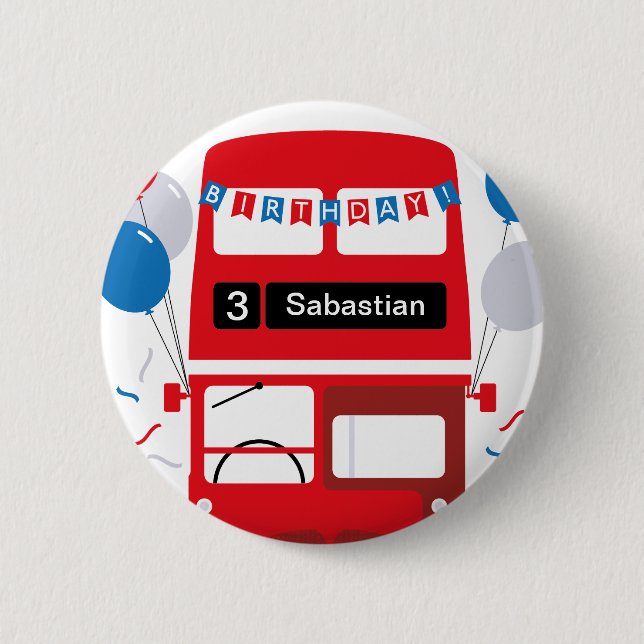 London Red Bus Personalisiert Party Poster Button (Vorderseite)