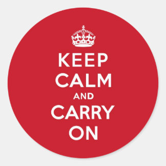 London Red Keep Calm und Mach Weiter Runder Aufkleber