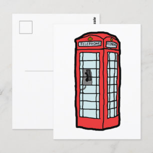 London Red Telefone Stand Iconic British Travel Postkarte