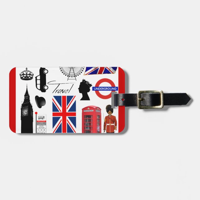 London-Reise-Collage Gepäckanhänger (Vorderseite horizontal)