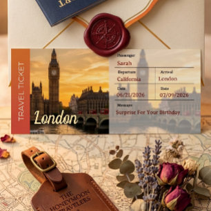 London Reise Überraschung Bordkarte Einladung