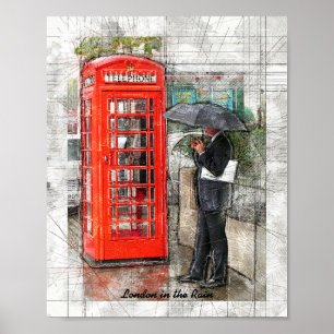 London Rennen wie gewohnt Pencil gezeichnet Poster