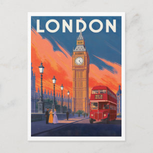 London Roter Bus Big Ben Kunst Postkarte