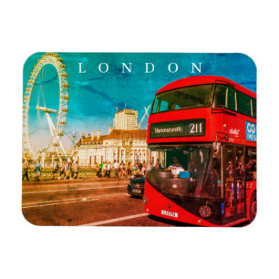 London Roter Bus und London Eye View Kühlschrankma Magnet