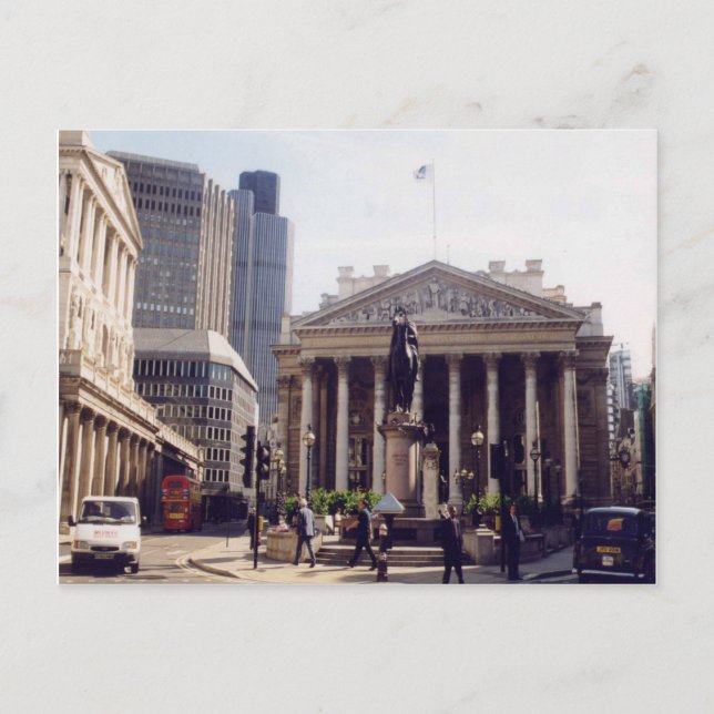 London, Royal Exchange und Bank of England Postkarte (Vorderseite)