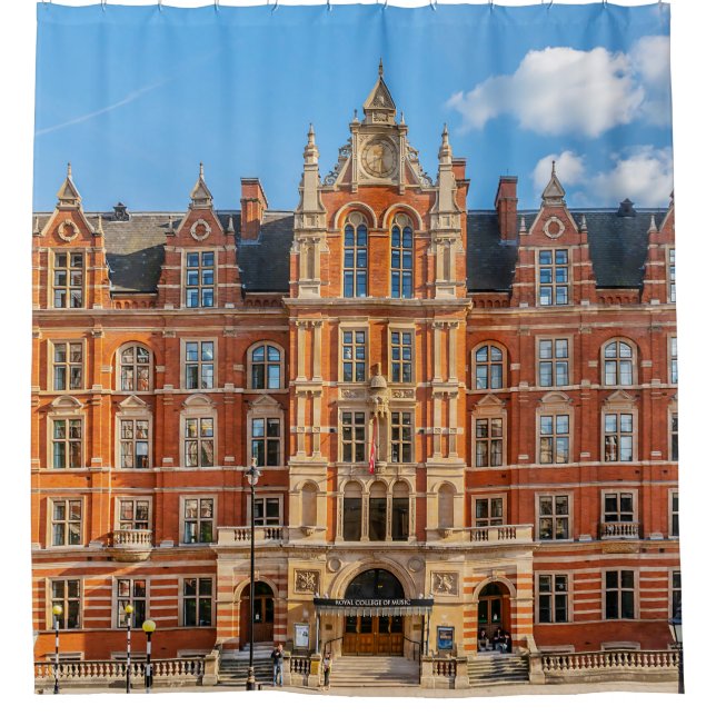 London Royal Uni of Music bei Sonnenuntergang  Duschvorhang (Vorderseite)
