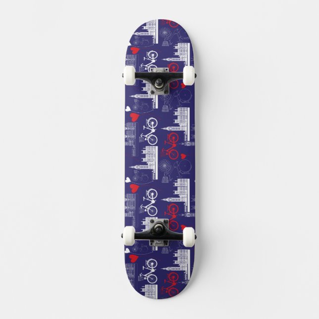 London-Sehenswürdigkeit-Muster Skateboard (Vorderseite)