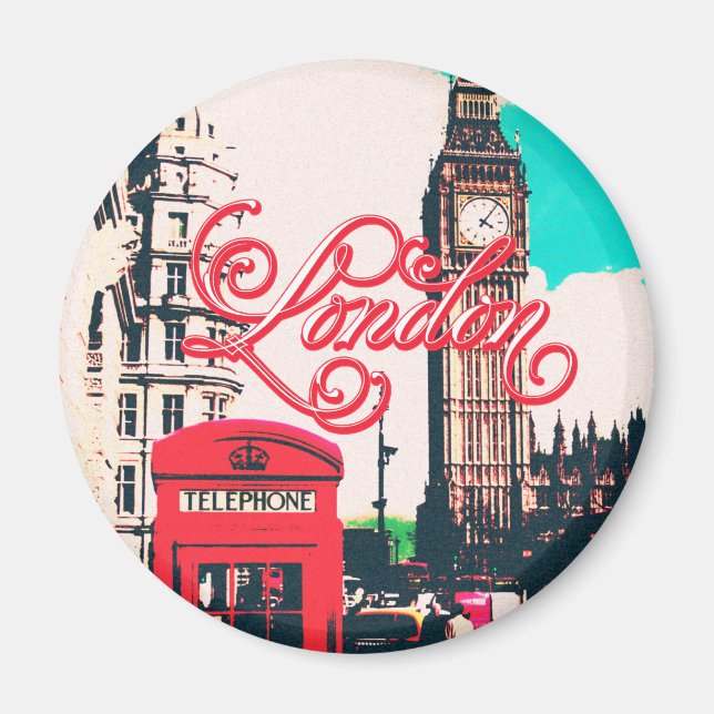 London Sehenswürdigkeit Vintag Foto Magnet (Vorne)