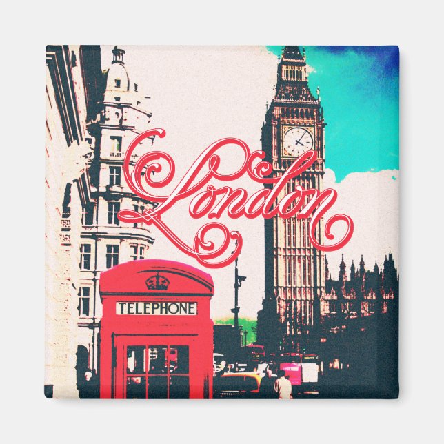 London Sehenswürdigkeit Vintag Foto Magnet (Vorne)