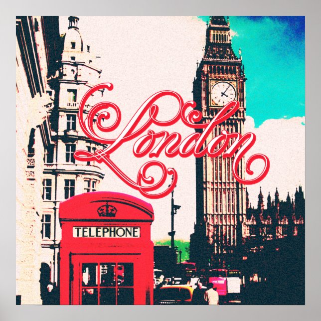 London Sehenswürdigkeit Vintag Foto Poster (Vorne)