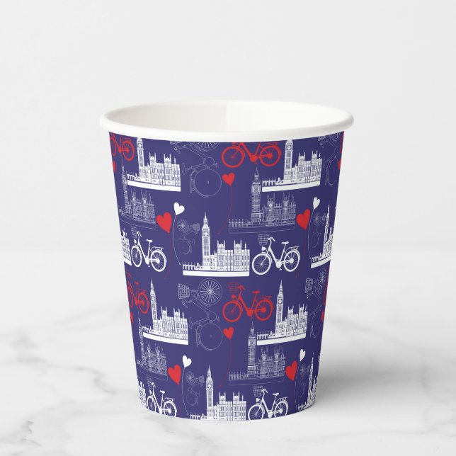 London Sehenswürdigkeiten Pattern Pappbecher (Links)
