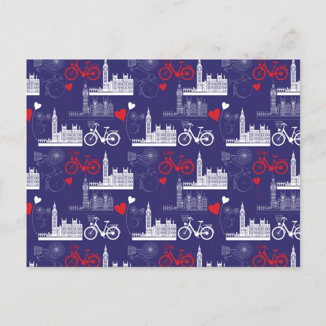 London Sehenswürdigkeiten Pattern Postkarte (Vorderseite)