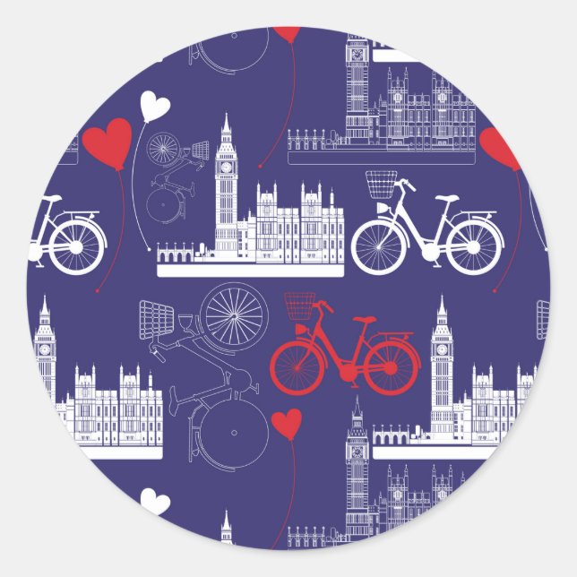 London Sehenswürdigkeiten Pattern Runder Aufkleber (Vorderseite)