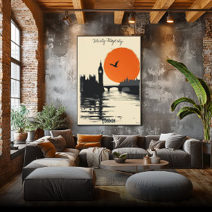 London Silhouetten - Tower Bridge Reflektionen Poster