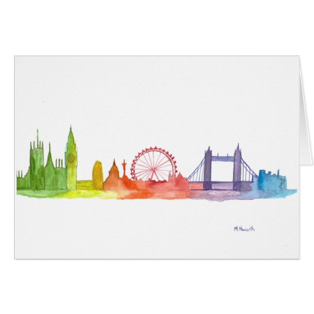 London Skyline abstrakte Kunst Aquarell farbig (Vorderseite (Horizontal))