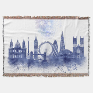 London-Skyline - Aquarell-Blau Decke