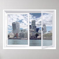 London Skyline City View Fake Window