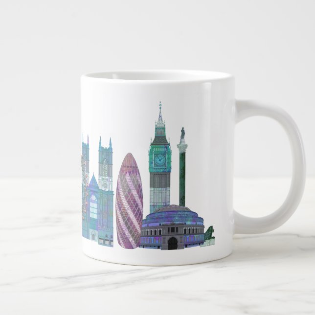 London Skyline Colored Gebäude Jumbo-Tasse (Rechts)