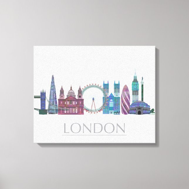 London Skyline Colored Gebäude Leinwanddruck (Vorderseite)